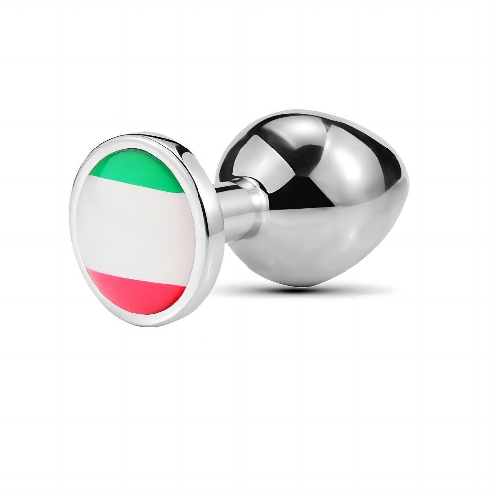 World Cup Flag Glass Rhinestone Anal Plug Aluminum Alloy Expansion Stainless Steel Butt Plug Adult Sex Toys - propinkup