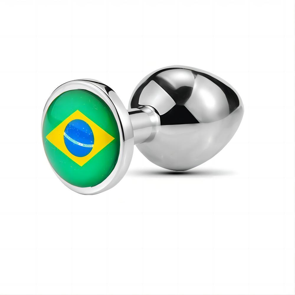 World Cup Flag Glass Rhinestone Anal Plug Aluminum Alloy Expansion Stainless Steel Butt Plug Adult Sex Toys - propinkup