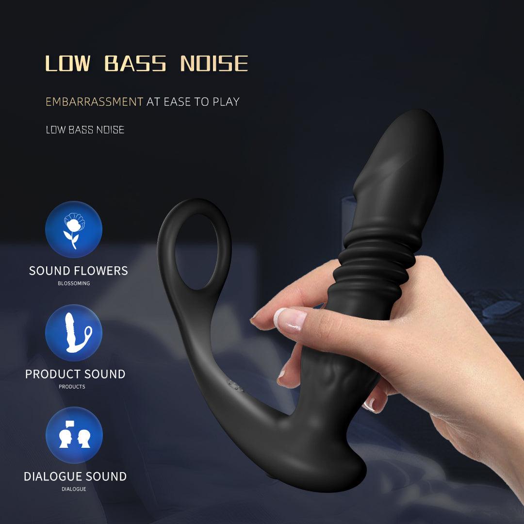 10 Thrusting Vibrating Anal Plug Prostate Massager With Cock Ring Wnd Remote Control Anal Vibrator - propinkup