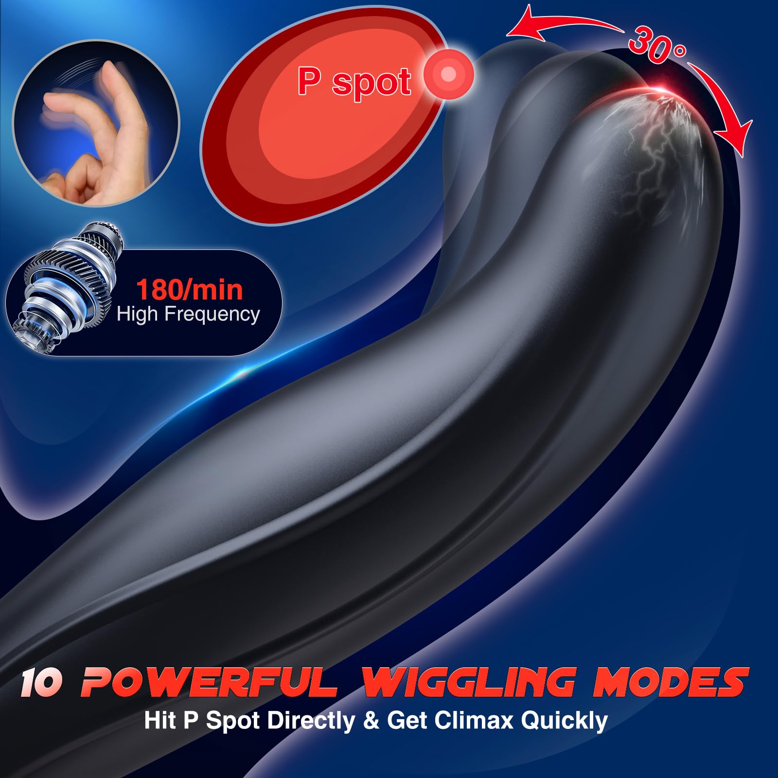 10 Wiggling Thrusting Modes Anal Plug Prostate Massager with Cock Ring - propinkup