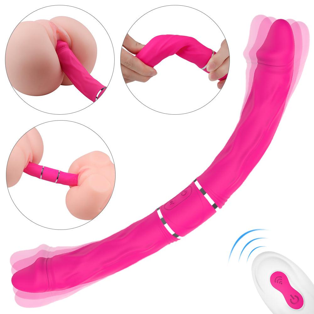 Strap On Vibrating Dildo Remote Control Double Headed Penis for Lesbian Couples - propinkup