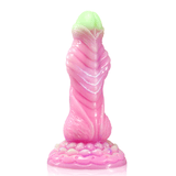 Fluorescent Silicone Monster Dildo Mixed Color Anal Plug with Strong Suction Cup - propinkup