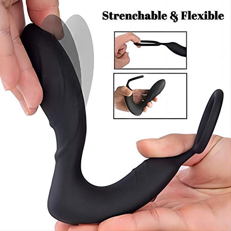 2 IN 1 Anal Toy Penis Vibrator Dual-Motor Prostate Massager With Penis Ring Cock Ring - propinkup