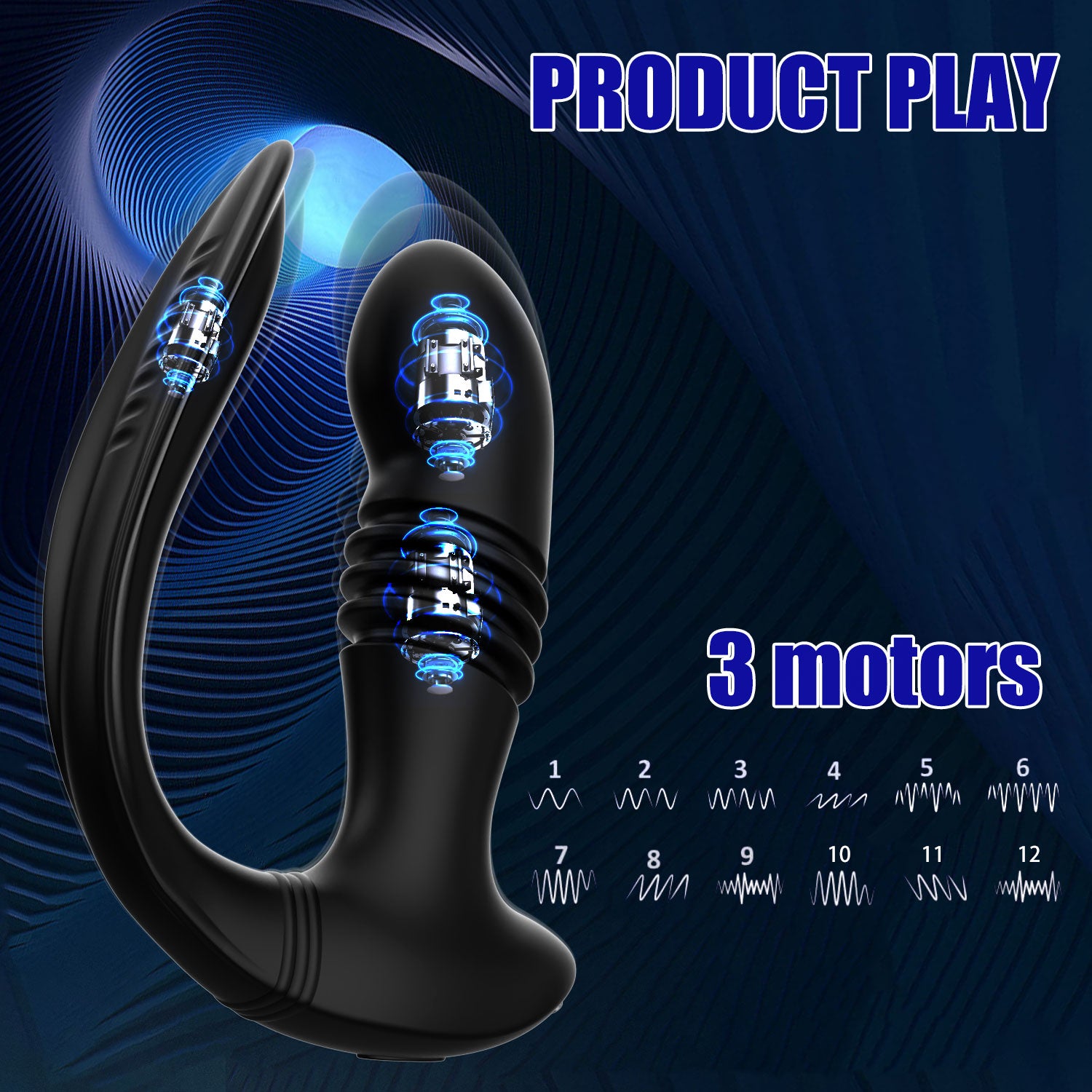 3 Telescopic 12 Vibrations Prostate Massager Remote Control Anal Plug Anal G-Spot Vibrator - propinkup