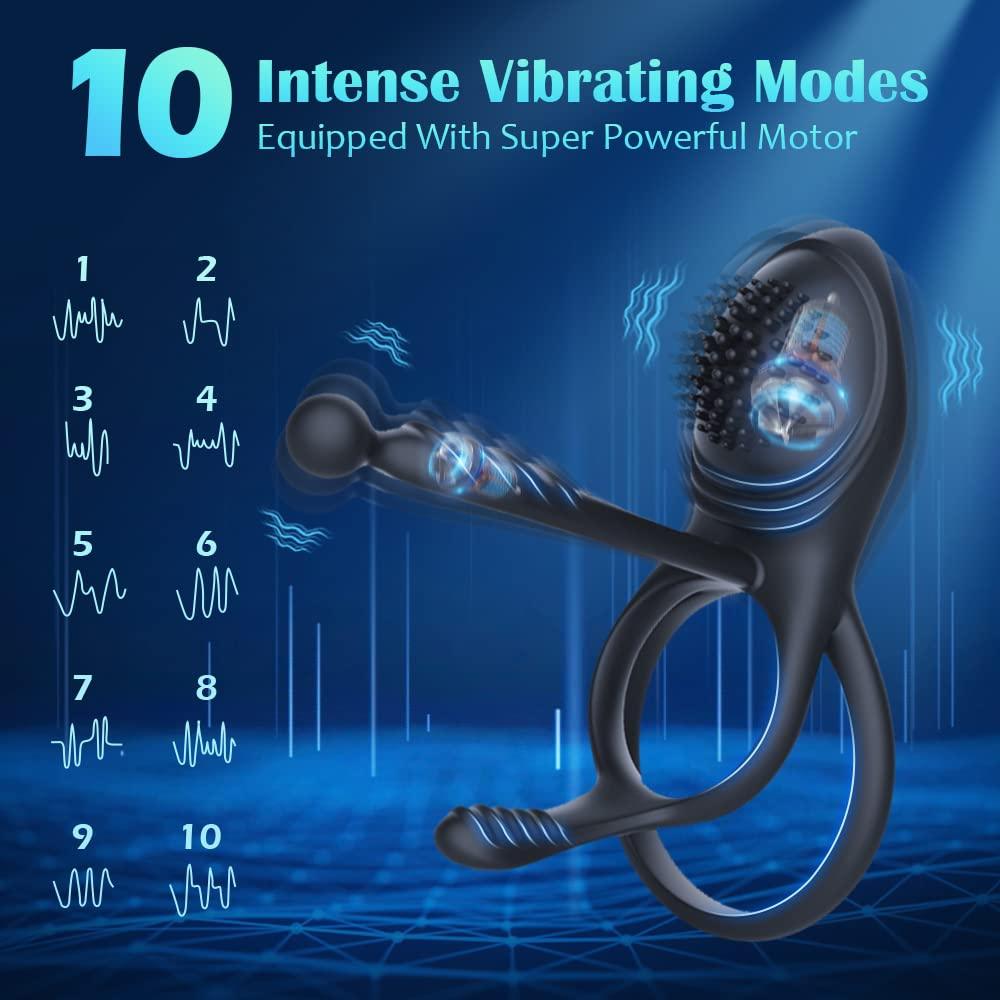 4 IN 1 Couple Shake 10 Frequency Vibration Cock Ring Remote Controlling - propinkup