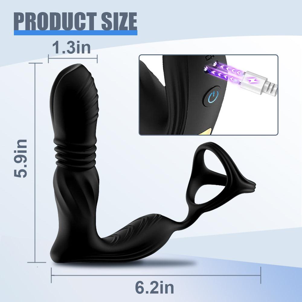 9 Vibration Thrusting Prostate Massager APP & Remote Control Anal Vibrator with Triangle Ring - propinkup