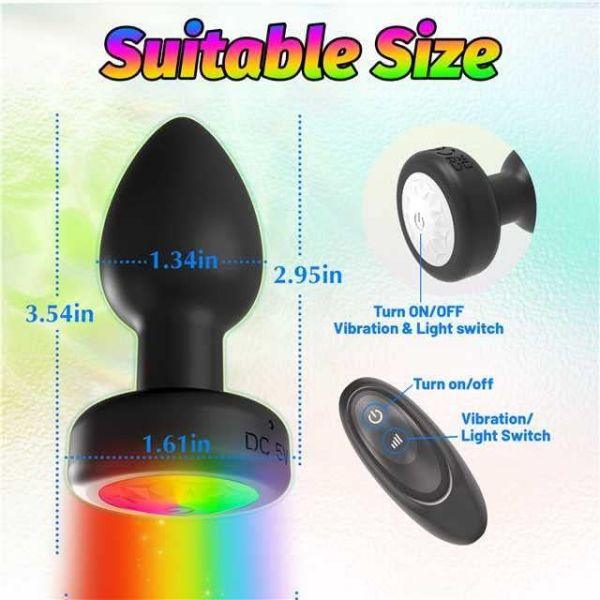 7 Vibrating LED Flashing Lights Anal Plug with Remote Controller - propinkup