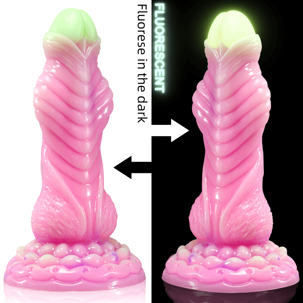 Fluorescent Silicone Monster Dildo Mixed Color Anal Plug with Strong Suction Cup - propinkup