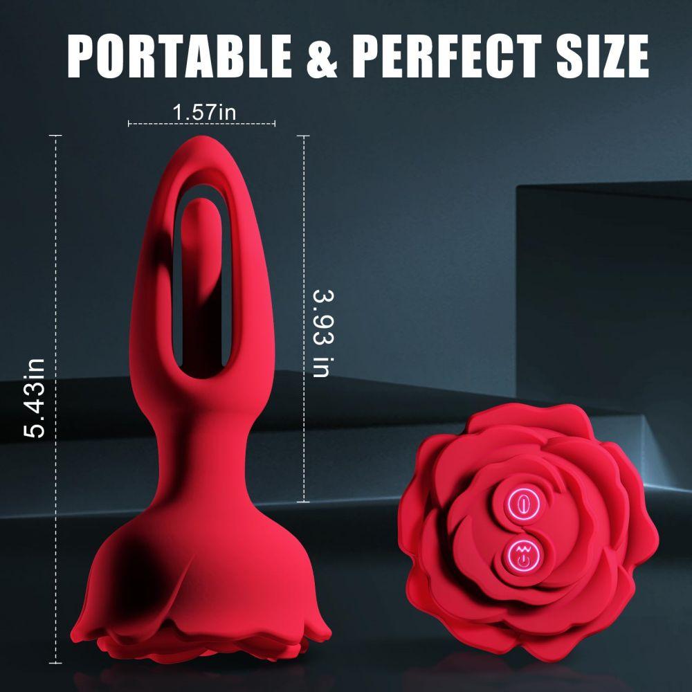 Rose Butt Plug Anal Toys with 9 Vibration & Flapping Modes Remote Control Vibrator - propinkup