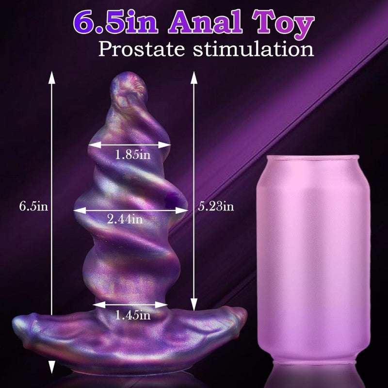 Large Fantasy Silicone Butt Plug 6.5" Spiral Wearable Dildo Plugs Unicorn Dildos Adult Sex Toys for Anal Training