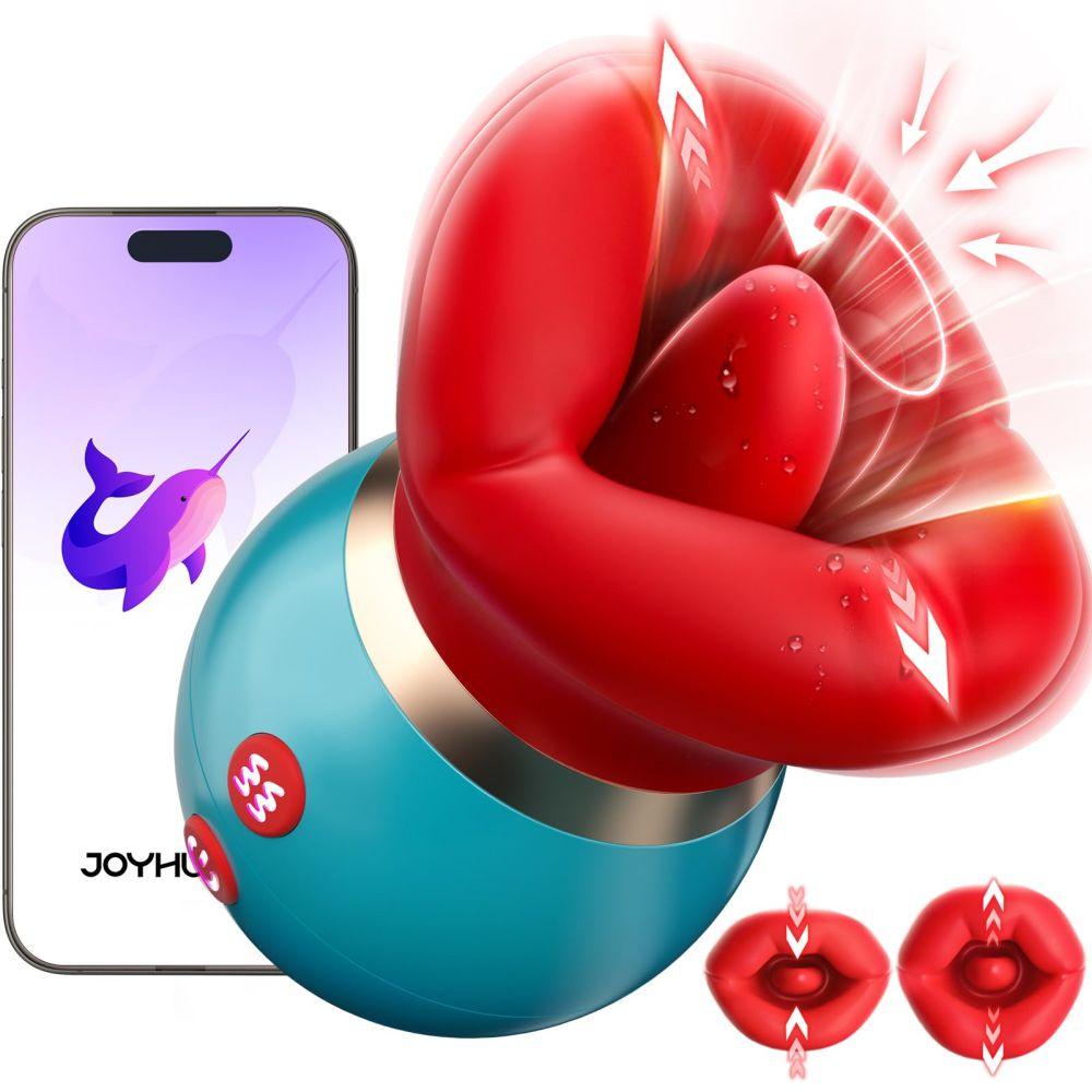 Women Vibrator with APP Control Big Mouth Vibrators with 360° Tongue Licking & Sucking Adult Sex Toys - propinkup