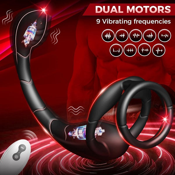 Scorpion 3 in 1 Cock Ring Prostate Massager Anal Vibrator with 9 Vibrating Modes Adult Anal Sex Toys