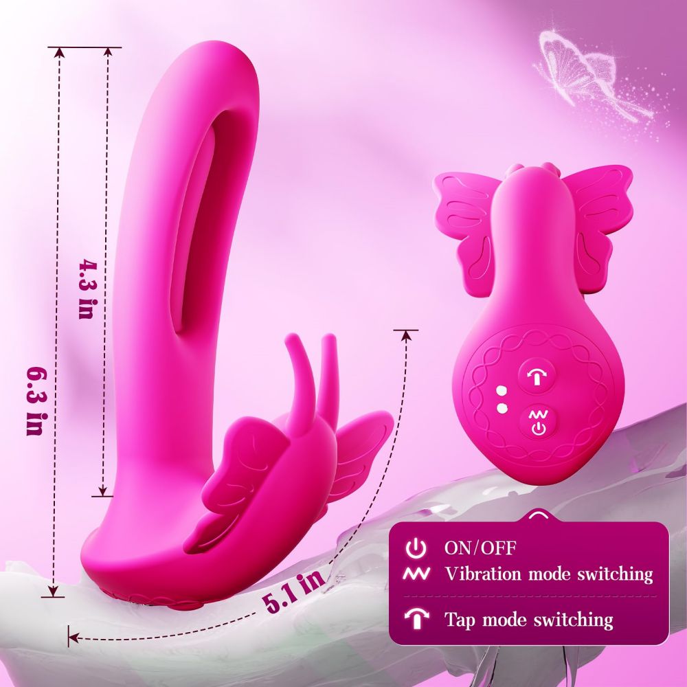 Vibromasseur Papillon Portable Télécommande 9 Modes de Vibration & 9 Modes de Battement Vibromasseurs G-Spot