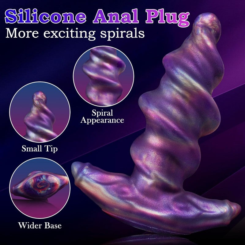 Large Fantasy Silicone Butt Plug 6.5" Spiral Wearable Dildo Plugs Unicorn Dildos Adult Sex Toys for Anal Training