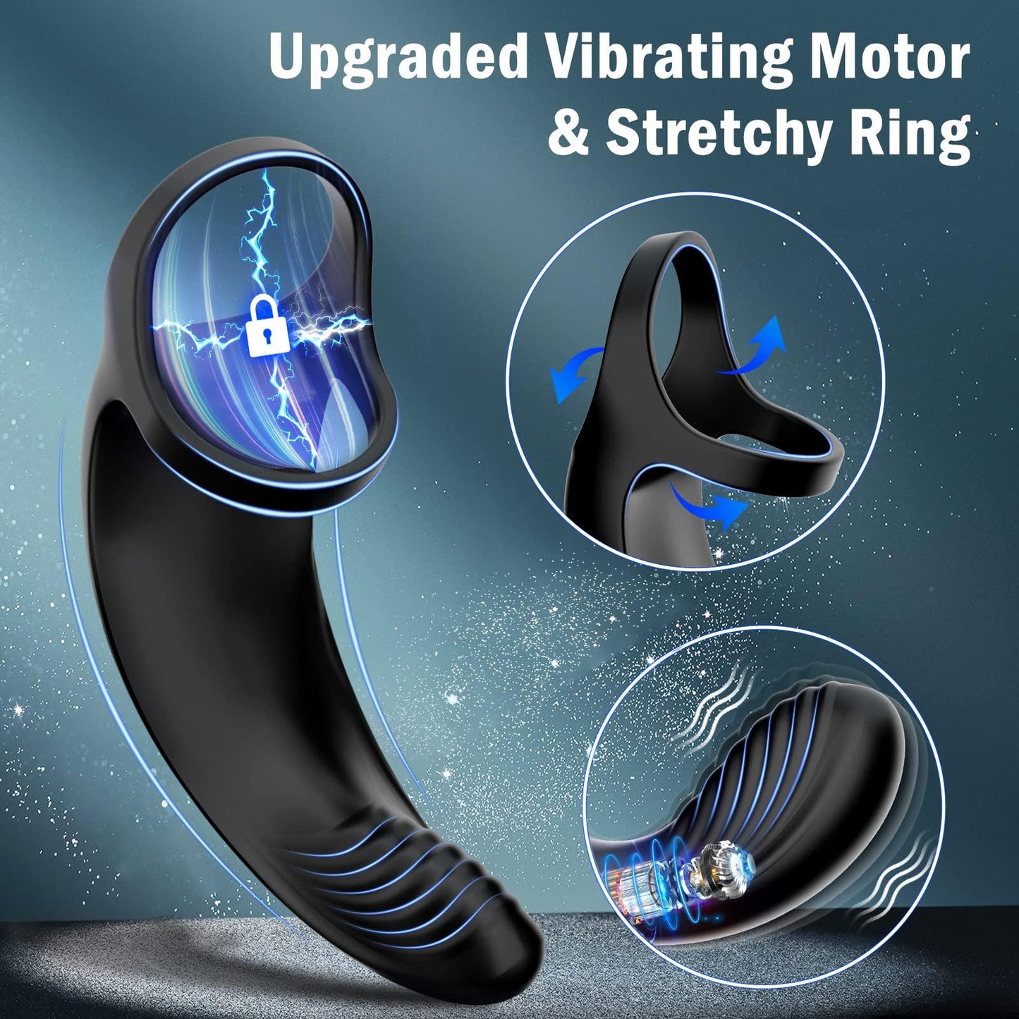 9 Vibrating Modes Male Anal Vibrator with Cock Rings Remote Control Prostate Massager - propinkup