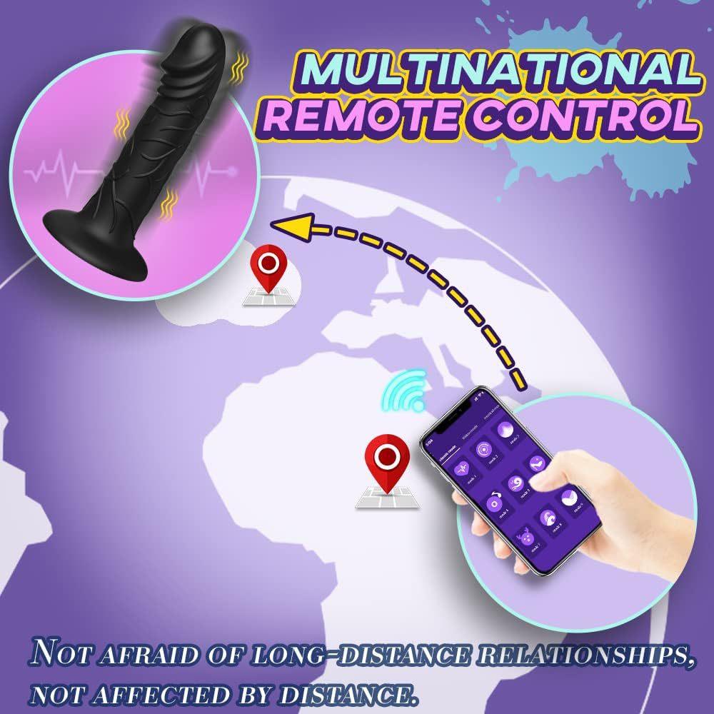 APP Control 9 Vibration Modes Butt Plug Realistic Dildo Shape Anal Vibrator - propinkup