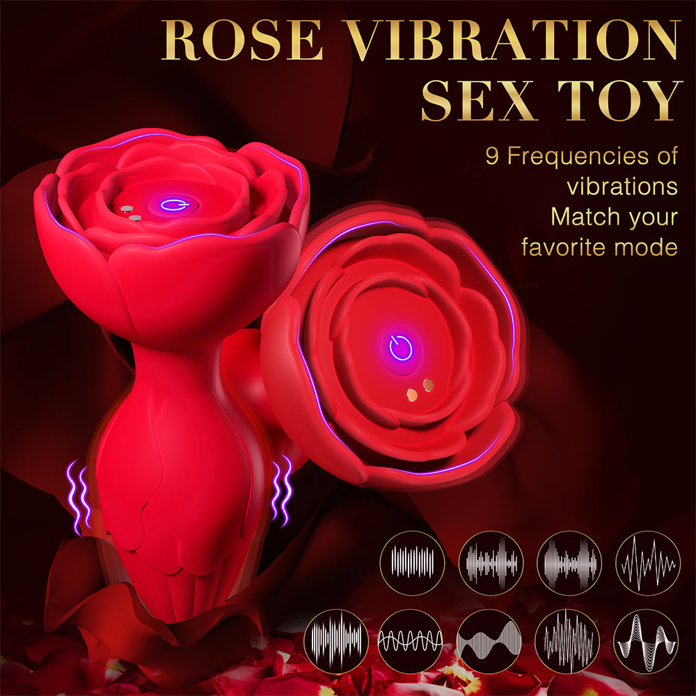 APP Remote Control Rose Butt Plug Vibrating Anal Plug Sex Toy With 9 Vibration Modes - propinkup