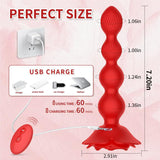 Anal Beads 10 Rotate Twist and Vibrating Modes Prostate Massager Graded Silicone Design Anal Vibrators Rose Toy - propinkup