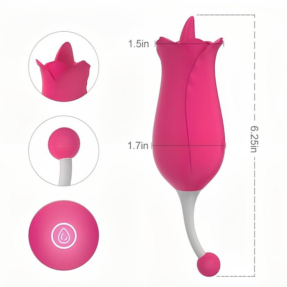 2 IN 1 Licking & High-Frequency G-Spot Rose Vibrator - propinkup