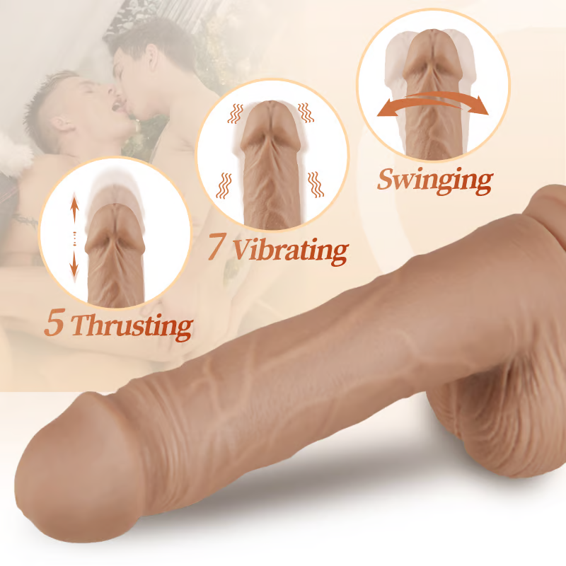 Dildo réaliste pliable avec 5 poussées, 7 vibrations et ventouse