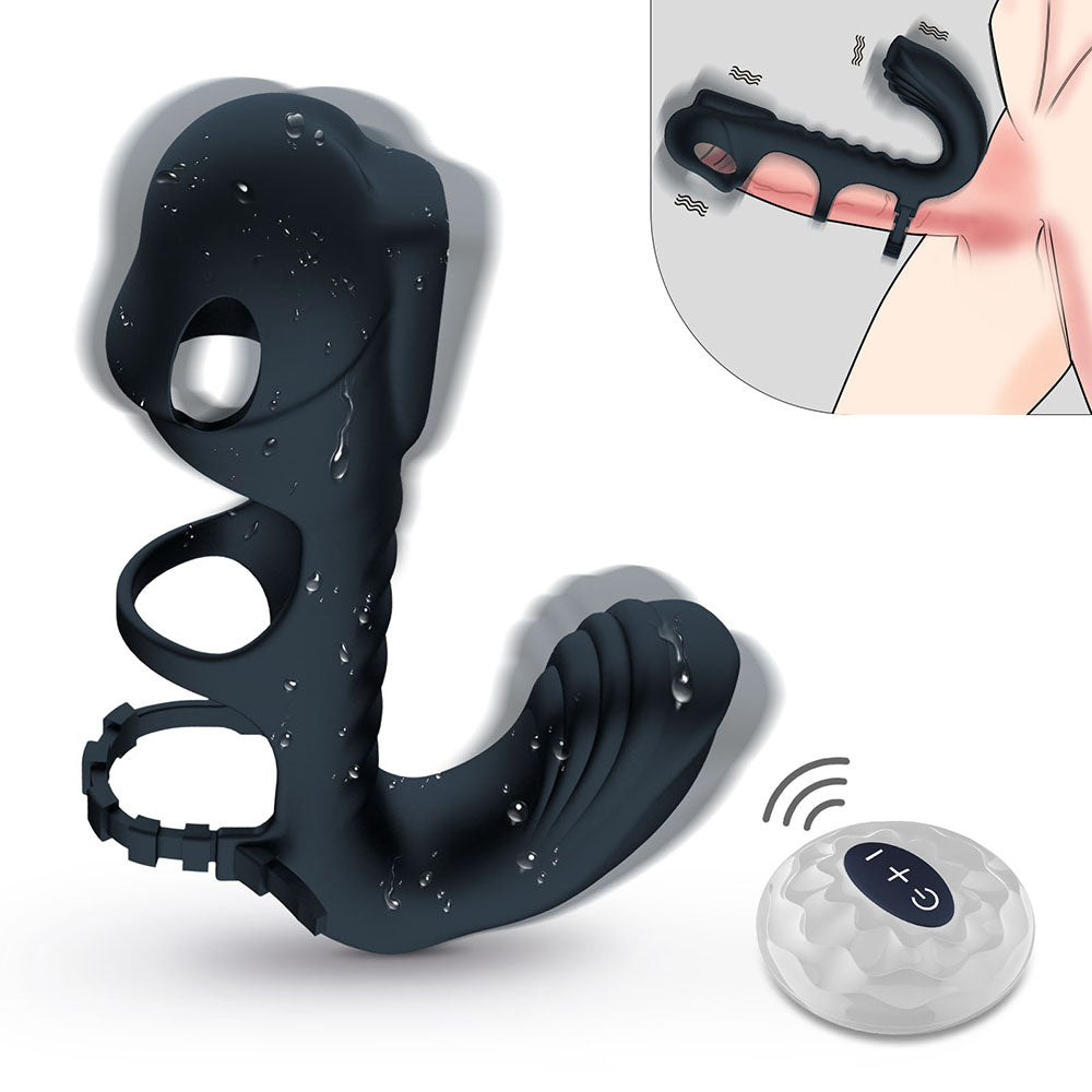 Lucifer Dual Motor 7 Vibrating Penis Sleeve and Vibrator 2-in-1 Penis Vibrator - propinkup