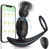 Luse APP Control 3-speed Rotation And 10-frequency Vibration Anal Toy With Cock Ring Prostate Massager - propinkup