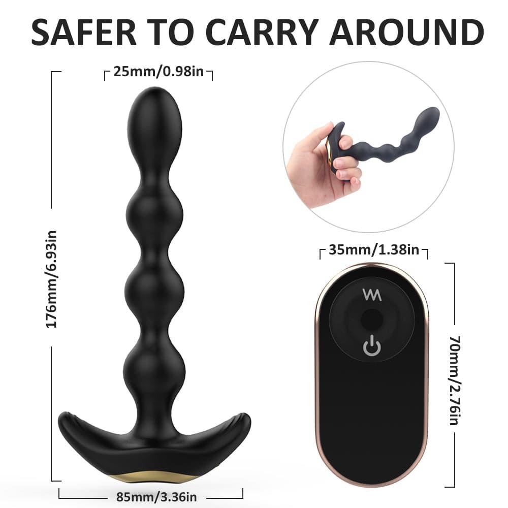 Male Wireless Remote Control Anal Plug 9 Vibration Modes With Rotation Anal Beads Bendable Butt Plug - propinkup