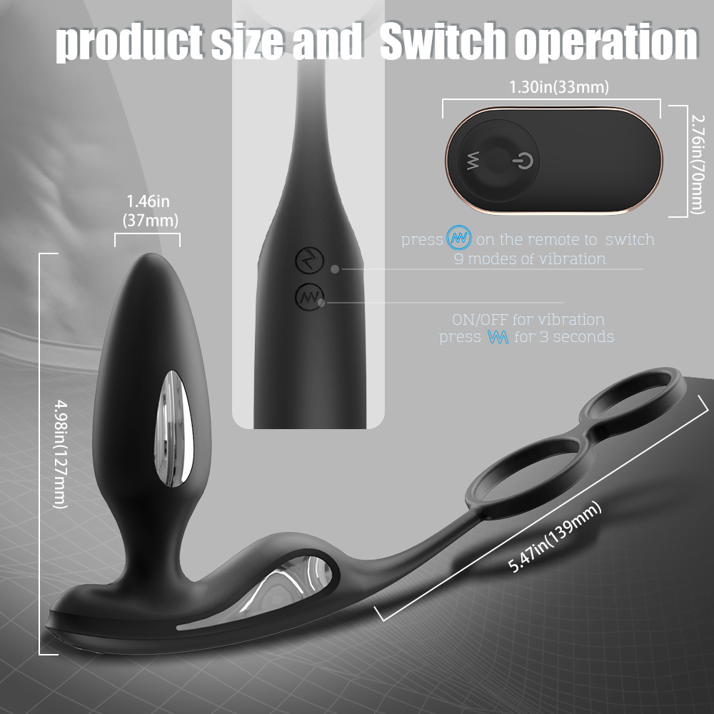 Lightning 9 Frenquencies Vibration 5 Electric Shock Modes Butt Plug With Remote Controller Anal Plug - propinkup