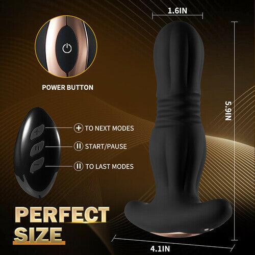 Ribbed Head 7 Thrusting 7 Vibration Anal Prostate Massager - propinkup