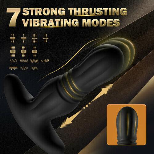 Ribbed Head 7 Thrusting 7 Vibration Anal Prostate Massager - propinkup