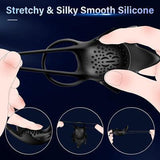 STARFISH Testicles Stimulator Strenchable Double Rings With 10 Vibration Modes Penis Vibrator - propinkup