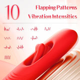 Vibrating Flapping Dildo Vibrator Female Oral Sex Toy with 10 Kissing Patterns - propinkup