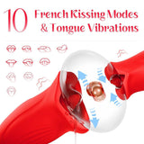 Vibrating Flapping Dildo Vibrator Female Oral Sex Toy with 10 Kissing Patterns - propinkup