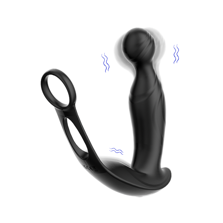 Rotating Prostate Massager Remote Control Anal Vibrator with Dual Penis Rings Man Sex Toys