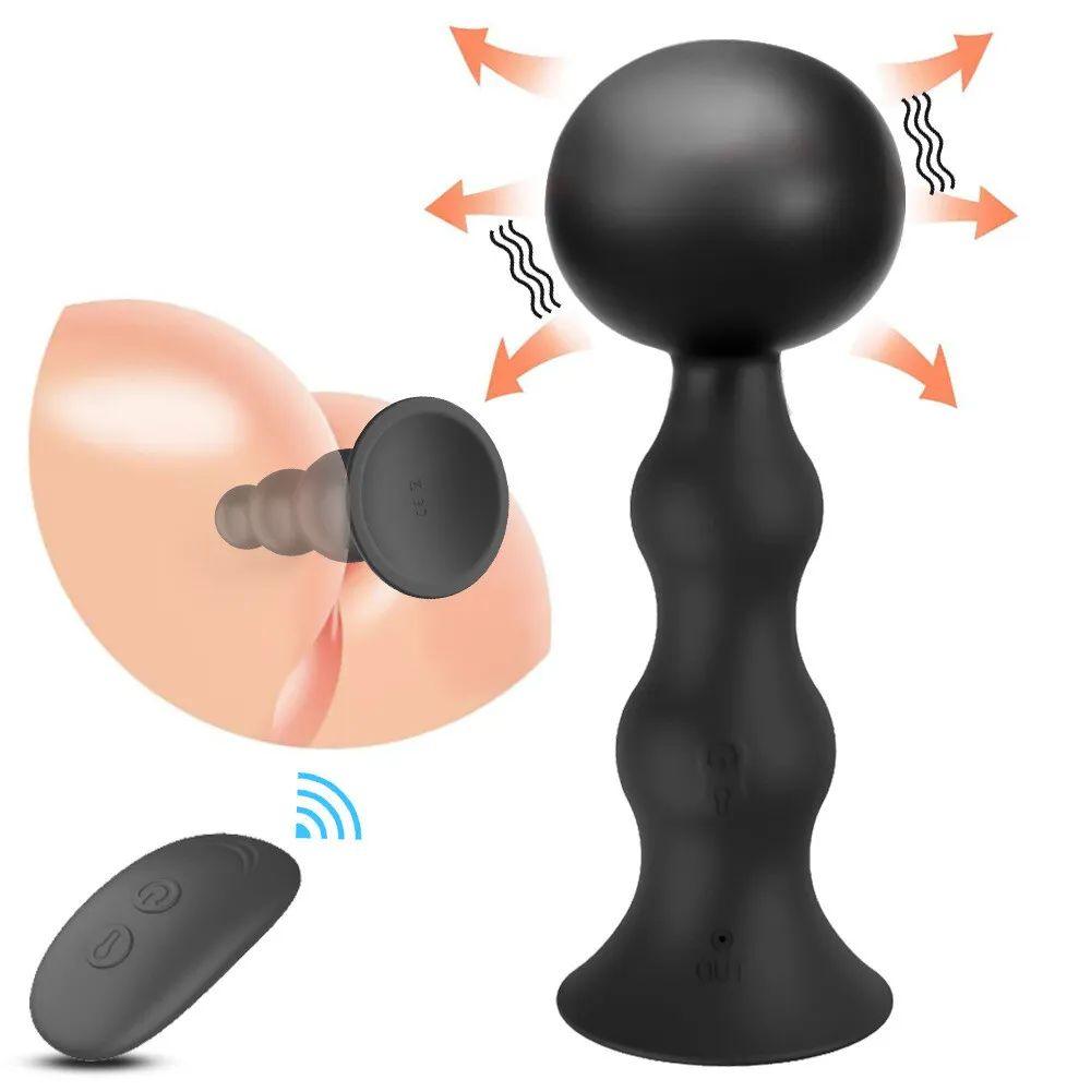 Inflatable Butt Plug 3 Anal Beads 10 Vibration Remote Control Prostate Massager - propinkup