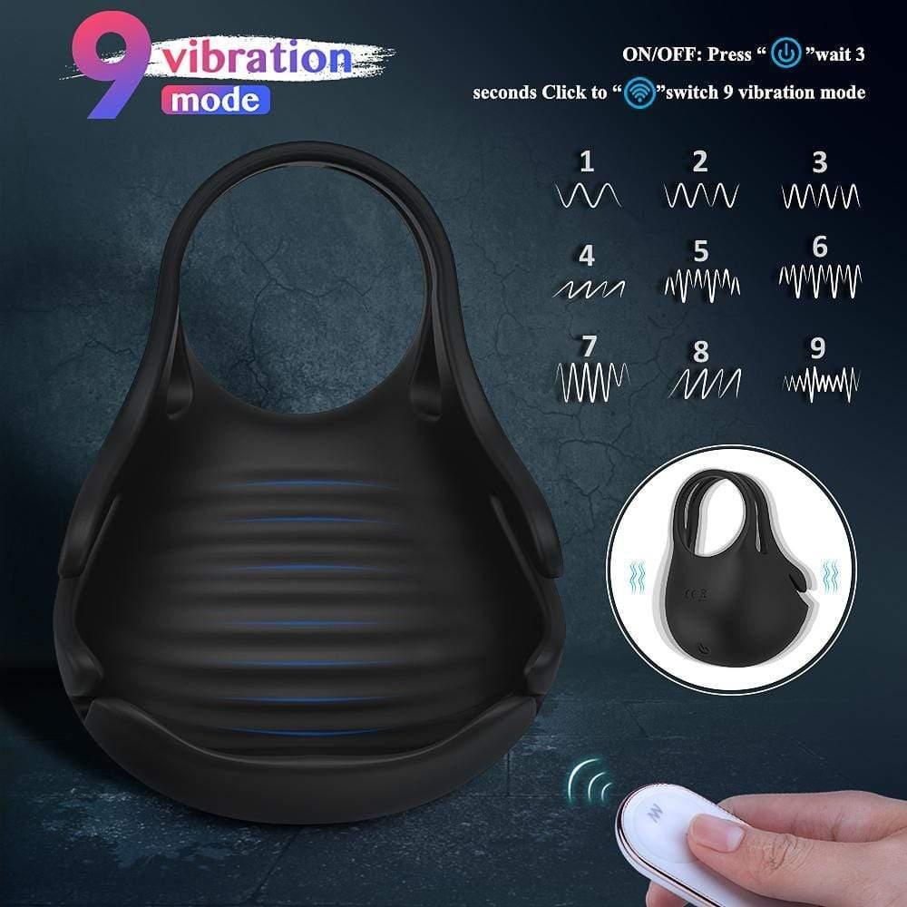 S-HANDE 1.29-Inch 9-Speed Vibrating Penis Ring with Testicles Teaser - propinkup