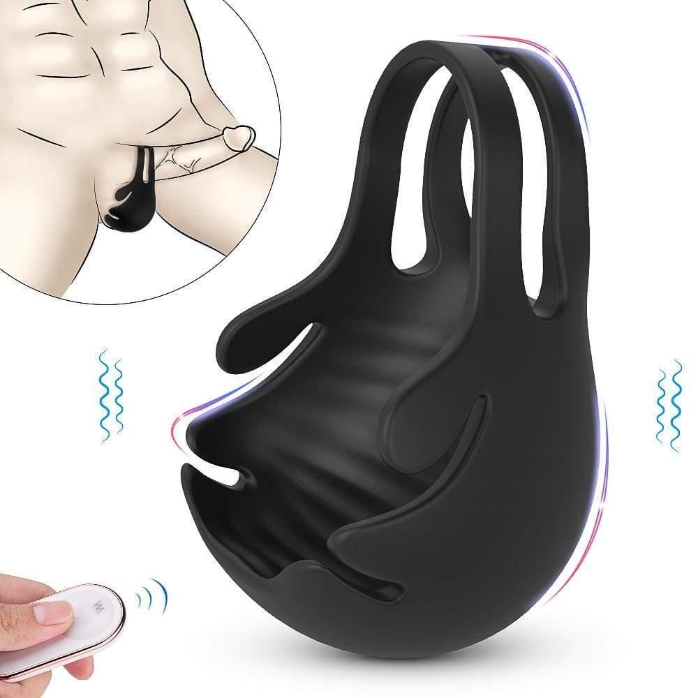 S-HANDE 1.29-Inch 9-Speed Vibrating Penis Ring with Testicles Teaser - propinkup