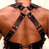 Leather Chest Bondage Harness Adjustable Shoulder Strap With Black Studs for Men - propinkup