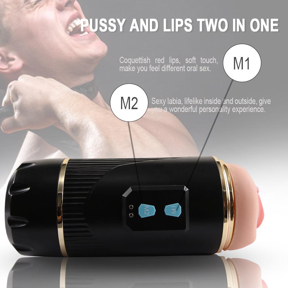 Kay Dual Channels 2in1 Lifelike 7 Frequency 3 Speed Male Masturbator Realistic Dual Channels - propinkup