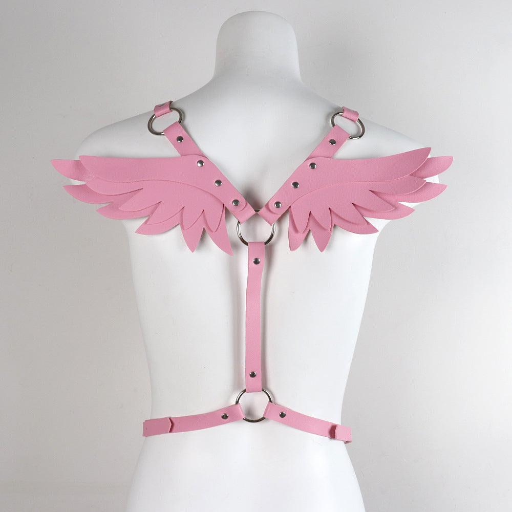 Cosplay Angel's Wings Cross Dressing PU leather Erotic Training - propinkup