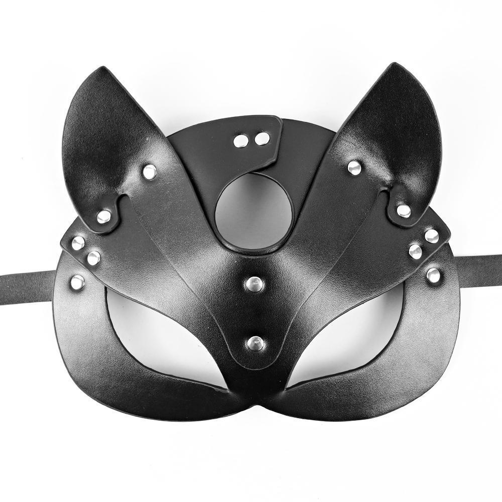 Cosplay Face Mask Fox Bunny Cat PU leather Rivet Punk Style - propinkup